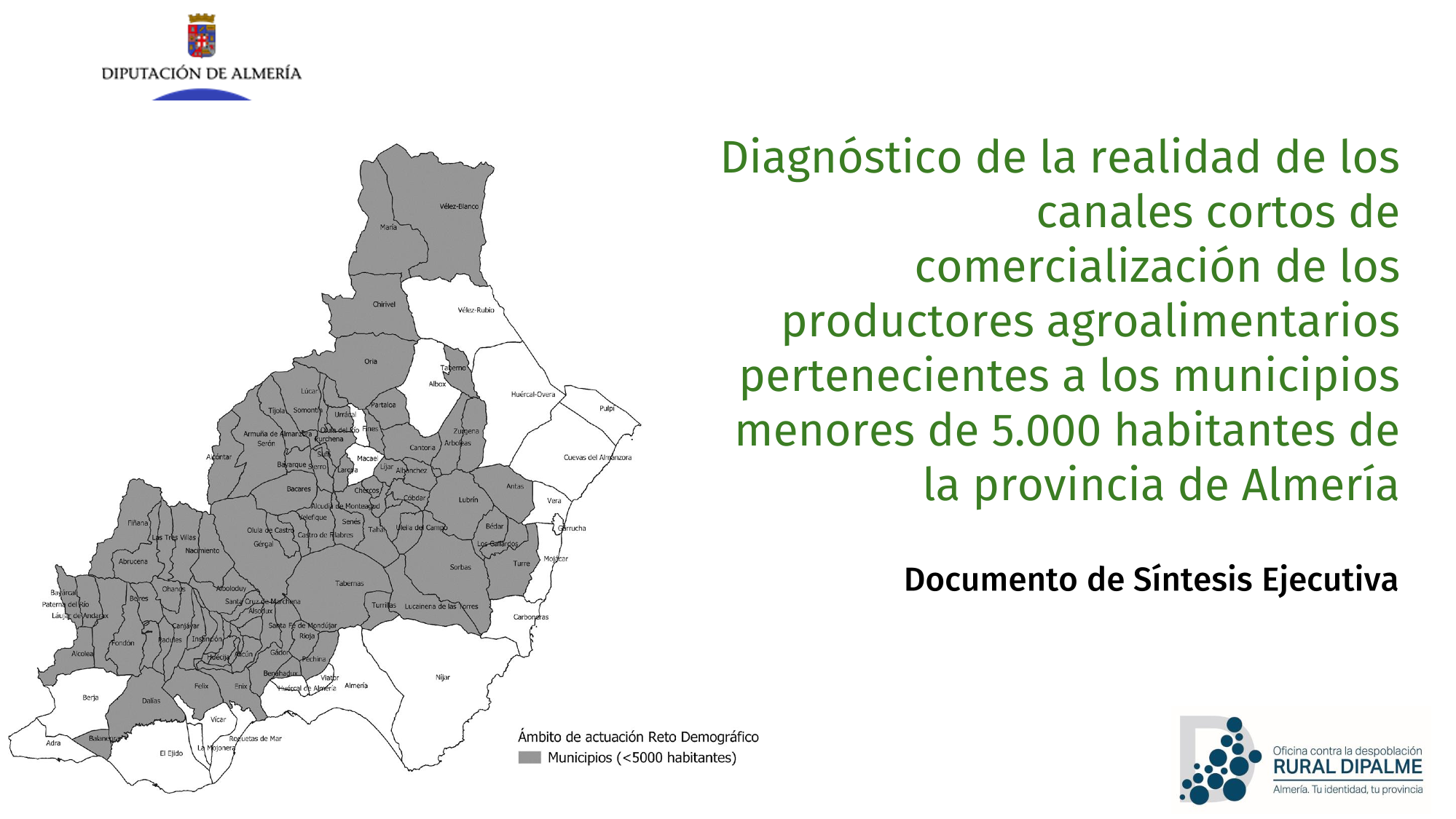 Diagnóstico de la realidad de los canales cortos de comercialización de los productores agroalimentarios pertenecientes a los municipios menores de 5.000 habitantes de la provincia de Almería